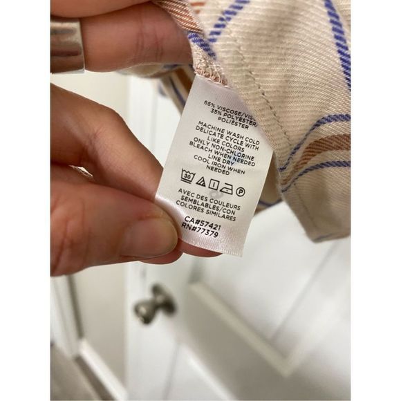 ANN TAYLOR NWT Soft Tan Plaid Gathered Waist Pullover Flannel TOP, Size Large P - Picture 6 of 10